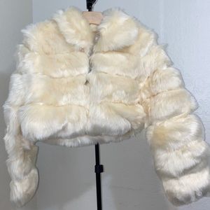 Cream fur coat
